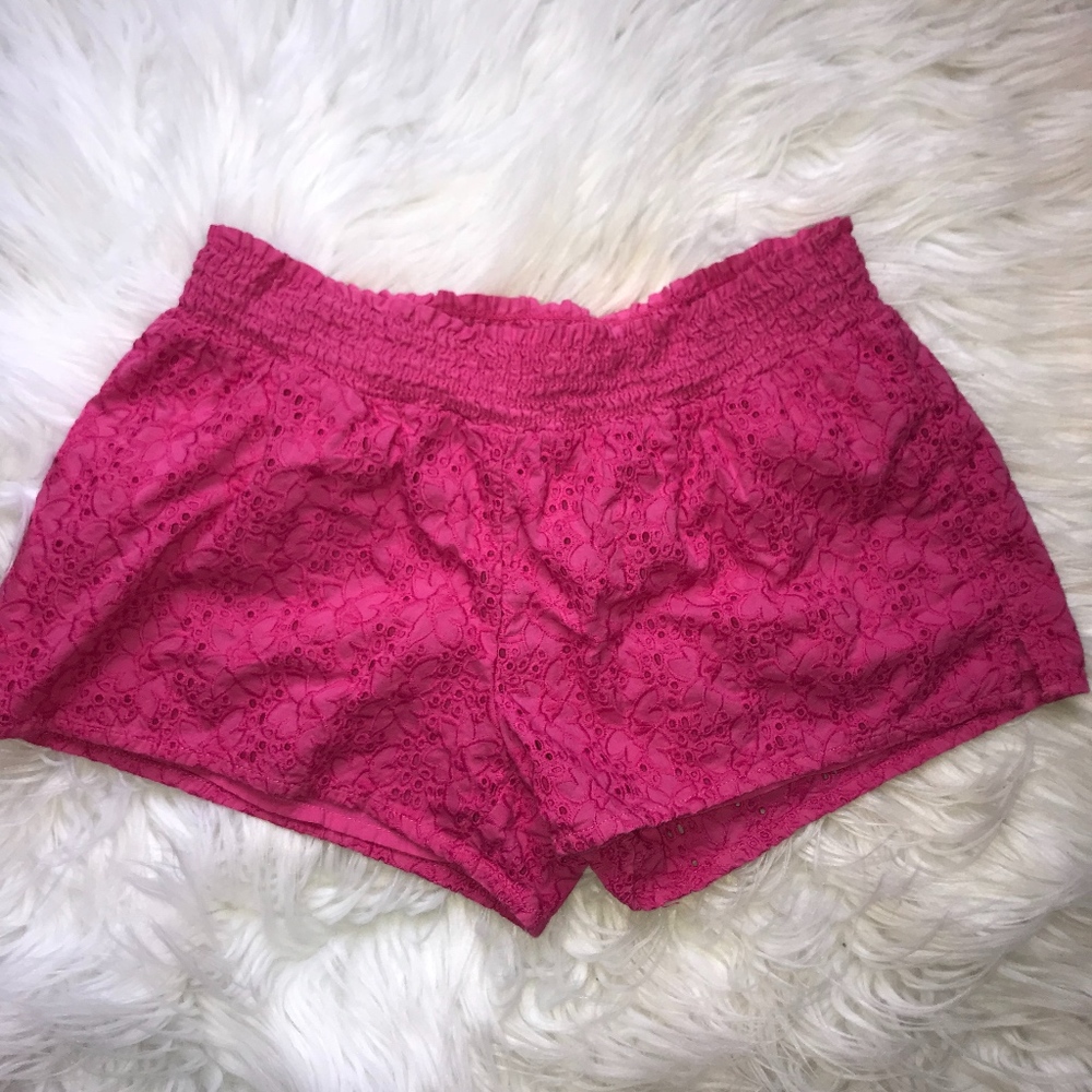 Aerie Magenta Crochet Shorts